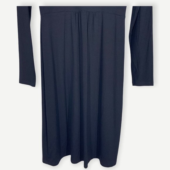 Eileen Fisher Black Long Sleeve Fit Flare Casual Dress Small Petite - Picture 4 of 12